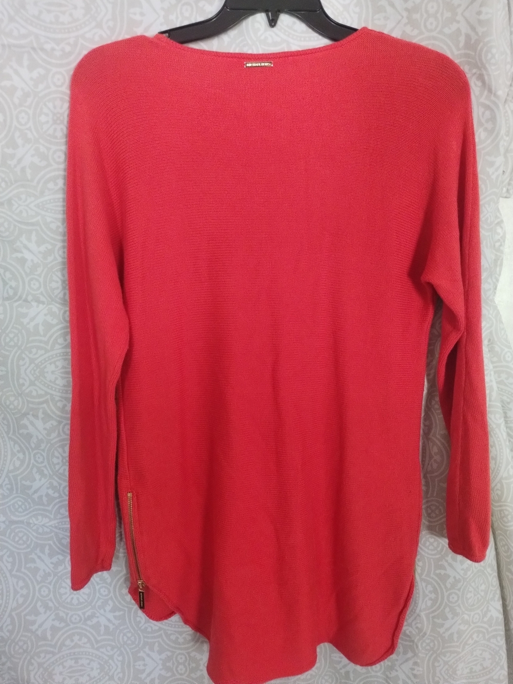Michael Kors Coral Scoop Neck Sweater with Side Zip